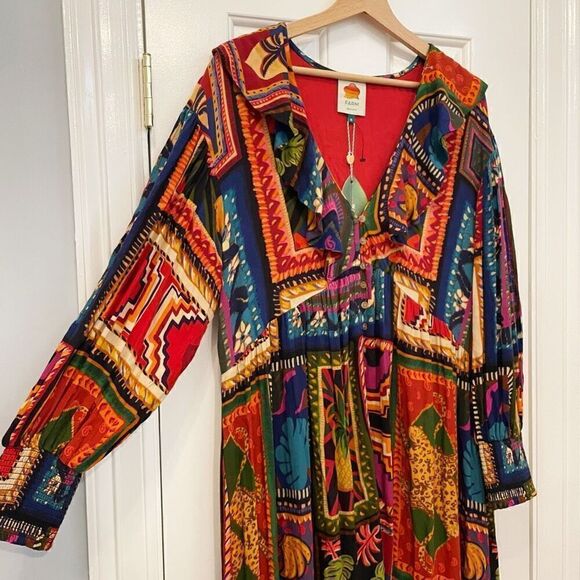 NWT Farm Rio Patchwork Tapestry Ankle Dress Size M $275.00 Lagenlook - Picture 11 of 15